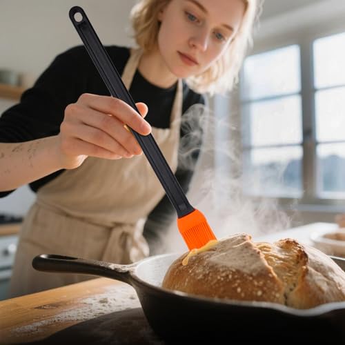 AmoreAngel CRAFTS 14in 2 Tone Silicone Basting Brush, Non-Slip Long Handle | This brush is ideal for high‑heat cooking BBQ, grilling, roasting as well as everyday saucing, egg washing, and basting