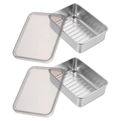 Cabilock Cheese Storage Container with Airtight Lid for Fridge Compact Fresh Box for Bacon Lunch Meat and Butter Food Preservation Organizer 5.31X3.93X1.77In