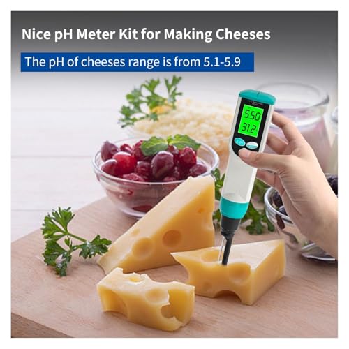 Portable Dough PH Test Pen, Digital Food PH Tester, with High Precision Sensitive Electrode, Large HD Screen, 0.00~14.00pH, Temperature 0~50℃, for Meat Canning Cheese Dough Water