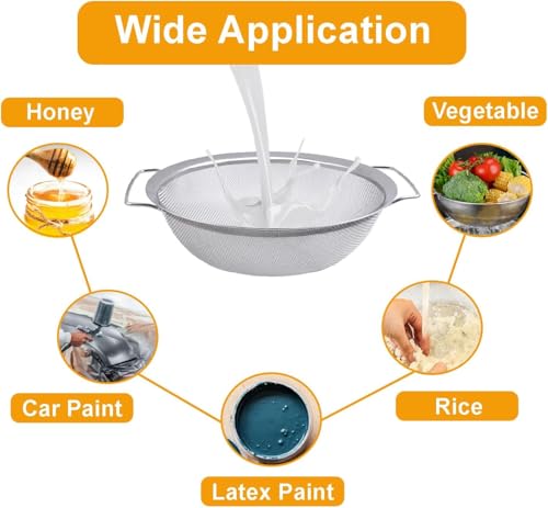 Fine Mesh Strainer - 60 Mesh 316 Stainless Steel Paint Filter Emulsion Honey Funnel Cover Fits 5 Gallon Bucket