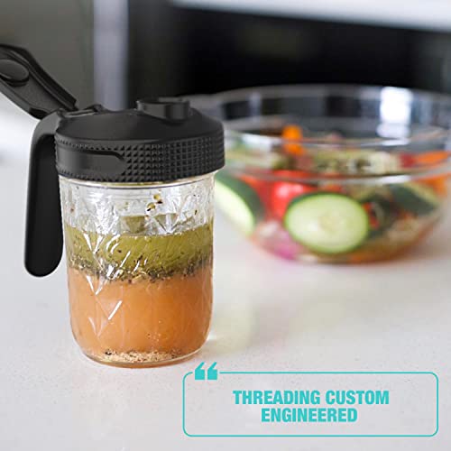 Masontops Multi Pour Top Mason Jar Lid with Handle - Wide Mouth Mason Jar Pour Spout Lid Pourer - Ball Mason Jar Pitcher Lid with Handle and Flip Cap - color: Black Pitcher, size: Wide Mouth