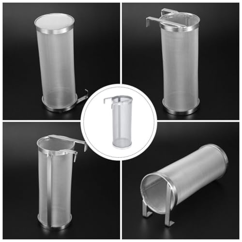 Stainless Steel Filter Net Barrel with Hook Lightweight Permanent Wine and Beer Brewing Strainer for Home Use during Family Days or Camping Trips