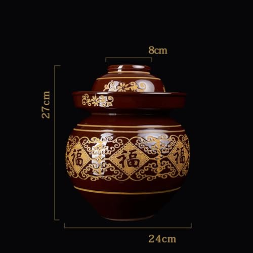 MRYBD Pickle Jar Large Traditional Sichuan Chinese Ceramic Fermenting Jar With Water Seal Airlock Lid, Ceramic Fermentation Crock for Pickling, Kimchi, Sauerkraut M - size: M