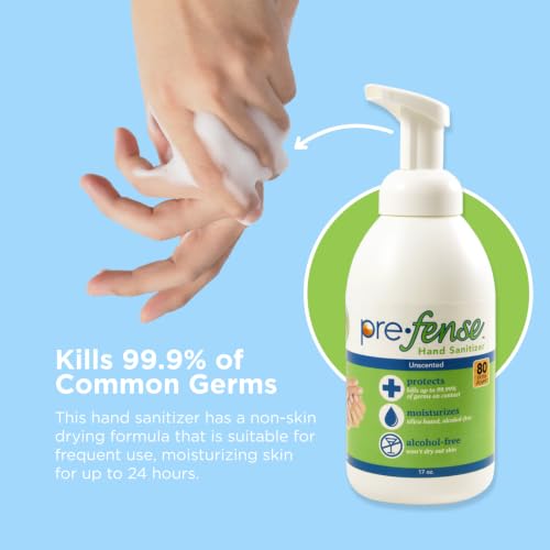 Foam Hand Sanitizer - Kills 99.9% of Common Germs - Alcohol-Free - Moisturizing, Non-Skin Drying, Water-Based Formula - Made in USA - Unscented - Large Size - 17 oz - 1 Pack - size: 17 Fl Oz (Pack of 1)