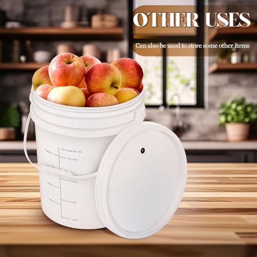 Ziliny 4 Pcs White 6.5 Gallon Fermentation Bucket with Twin Bubble Airlock Grommets Lid Brewing Wine Fermenter Fermentation Kit for Home Beer Wine Mead Other Fermented Beverage - size: 6.5 Gallon