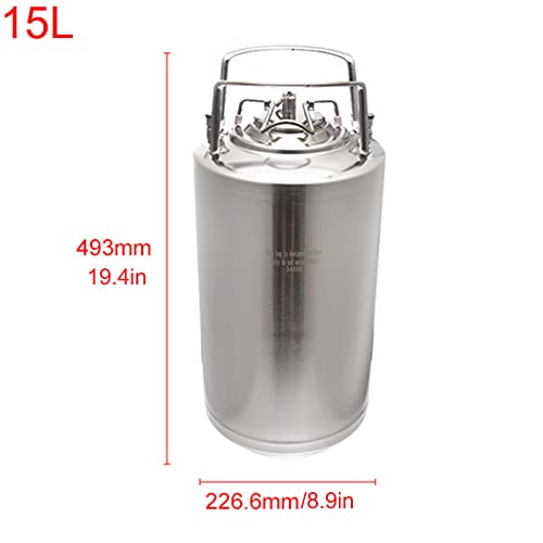 Mini Stainless Steel Beer Keg,Portable Home Dispenser System to Keep Fresh for Home Kitchen Brewing Beer,Keeps Carbonation for Craft Beer Draft and Homebrew,15L - size: 15L