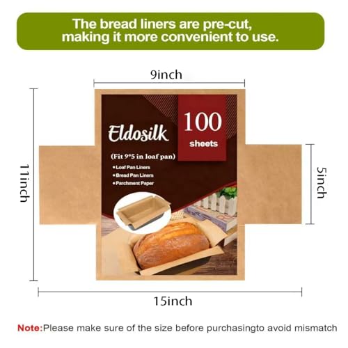 Unbleached Parchment Paper Loaf Pan Liner - Precut 9''x5'' Non-Stick, Fits 8.5''x4.5''/10''x5'' Loaf Pans, Heat-Resistant 430°F BPA-Free Food-Safe for Bread Baking (100 Pcs) - size: 100 Pcs Paper