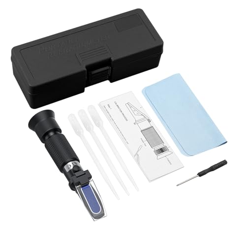 Proster Red Wine Refractometer Grape Wine Refractometer Wine Making Kit Brix Refractometer ATC Refractometers Brix Scale 0-40% Measures Sugar Content to Predict Alcohol Degree for Fruit Wine - color: Black
