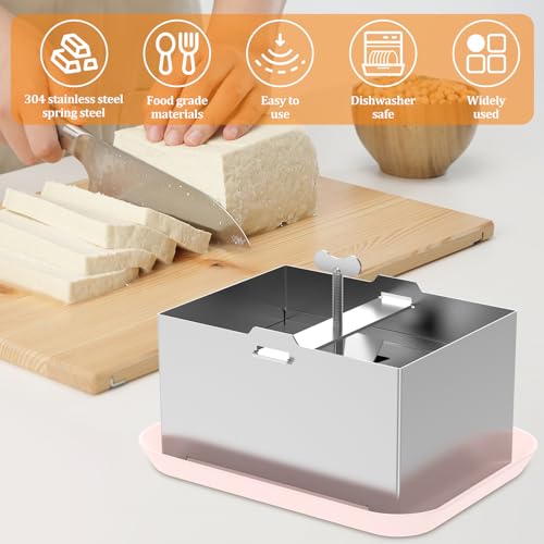 Stainless Steel Tofu Press with Presser Towel & Drip Tray – DIY Tofu Maker for Homemade Firm Tofu, Paneer & Cheese – Effortless Water Removal for Enhanced Texture & Flavor - size: 6.3 x 4.72 Inches