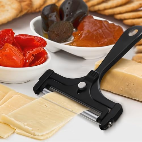 Boao 2 Pack Wire Cheese Slicer Stainless Steel Handheld Cheese Cutter Angle Adjustable Shaver Replacement Kitchen Cooking Tool for Mozzarella Cheddar Gruyere(Black) - color: Black