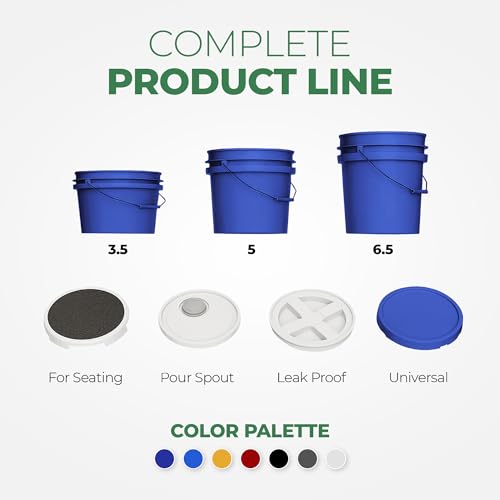EconoHome 5-Gallon Dark Blue Bucket Pail Container with Lid | Metal Handles with Plastic Grip | Easy Stack and Store | Heavy-Duty, Approx 90 MIL, Extra Durable | Food Grade | BPA Free - 2 Pack - color: Dark Blue, size: 2 Pack