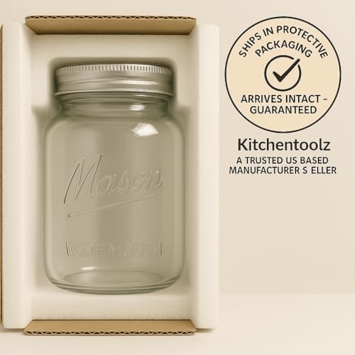 kitchentoolz Large Mason Jars with Lids – 64 oz Mason Jars Wide Mouth, 1/2 Gallon Glass Jar with Lid for Pantry Storage, Canning, Flour, Dry Goods – 2 Pack - size: Pack of 2