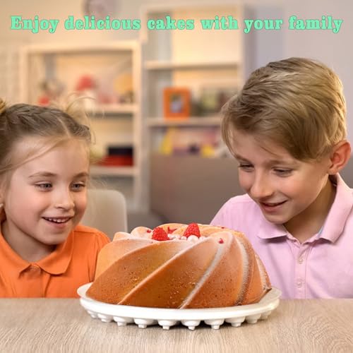 HUAKENER Large Fluted Cake Pan (2 Pack) - Nonstick Fluted Tube Pan, Large Round Silicone Mold for Cake, Brownie, Cornbread, Jello Cake - size: 9 Inch