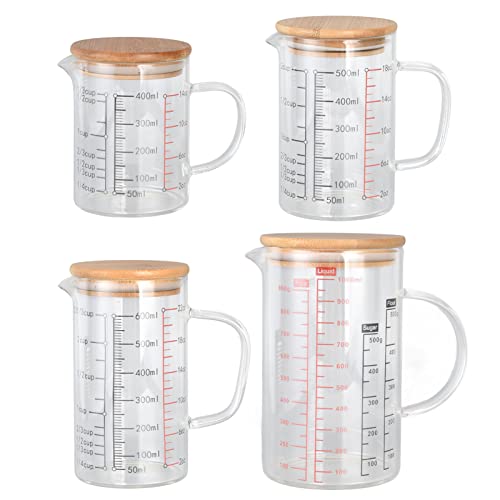 600ml/20.28oz Microwave Safe Glass Measuring Cup | Heat Resistant Borosilicate, V-Shaped Spout, Clear Scale, Multipurpose for Kitchen, Coffee & Yogurt(600ml/20.28oz) - size: 600ML
