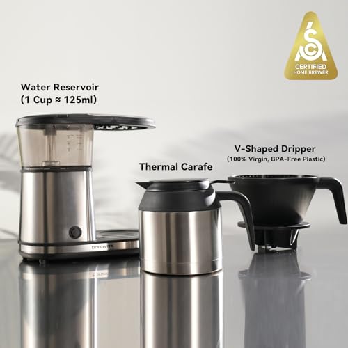 Bonavita 5 Cup Drip Coffee Maker Machine, One-Touch Pour Over, Auto Pause Brewing with Stainless Steel Double Wall Thermal Carafe, SCA Certified, Dishwasher Safe, BV1500TS - color: Stainless Steel