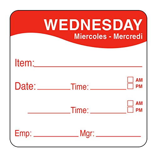 DayMark Day of the Week 2" Square Dissolvable Labels, Monday-Sunday, Label Dispenser Included (1,750 labels) - style: Dispenser