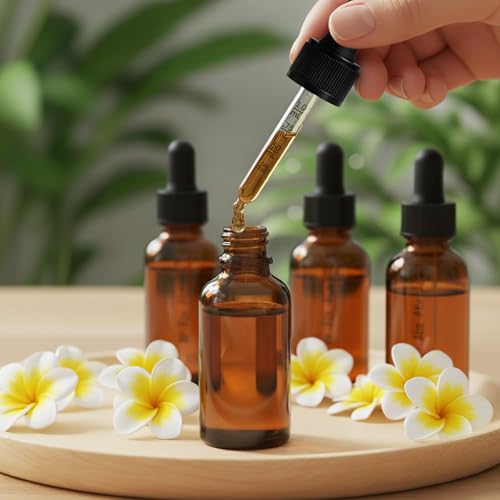 12 Pack, 1 oz Tincture Bottles with Dropper, Amber Glass Dropper Bottle Leakproof with Stainless Steel Funnel, Pipettes & Labels, 30 ml Eye Dropper Bottles For Essential Oils Serums Hair Body Oils - color: Amber