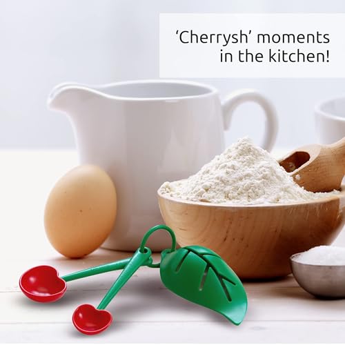 OTOTO Measuring Cups Set - Teaspoons for Dry & Liquid Ingredients, BPA-free & Dishwasher Safe, Funny Gifts, Baking Accessories, Unique Kitchen Gadgets (Mon Cherry) - style: Mon Cherry