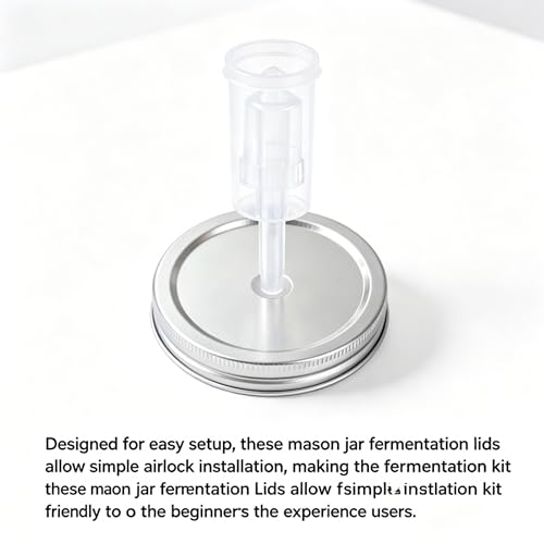 4 pack Fermentation Lids for Mason Jars Brewing & Fermentation Kit Stainless Steel Fermentation Lids with Airlock for Wide Mouth Mason Jar Fermentation