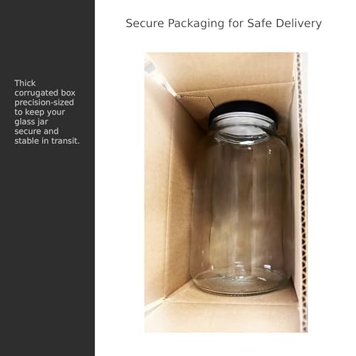 North Mountain Supply 1 Gallon Glass Jar Wide Mouth with Black Plastic Lid - USDA, BPA-Free, Made in the USA - for Fermenting, Storing, Canning, and Much More!