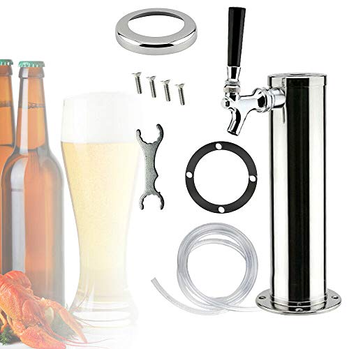 3" Draft Beer Tower Faucet Dispenser 1 Tap, Stainless Steel Beer Tap Chrome GDAE10 Taps Keg Faucets Durable Beer Line Assemble Accessory for Home Brewing Bar