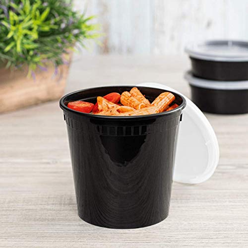 Karat [24oz - 240 ct Black PP Injection Molded Round Deli Containers with Lids (FP-IMDC24-PPB) - color: Black, size: 24oz