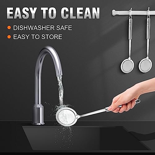 Walfos Skimmer Spoon,304 Stainless Steel Fine Mesh Strainer,Foam Strainer Oil Filter,Ultra Fine Mesh Strainer Perfect For Separation Of The Floating Foam,Fat,Set fo 2 - style: 2pcs (3") Skimmers