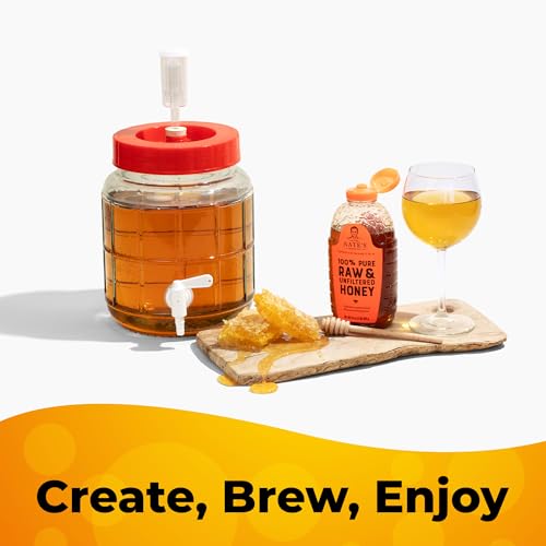 Mead Making Kit - 1.3 Gallon Complete Mead Kit with Wide Mouth Carboy & Spigot for Easy Bottling, Perfect for Beginners - Just Add Local Honey for Mead Making & Flavor Experiments