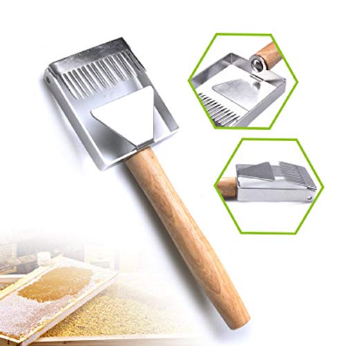 New Honey Hive Uncapping Fork Scraper Knife with Wood Handle Food Degree Stainless Steel Honey Uncapping Tool