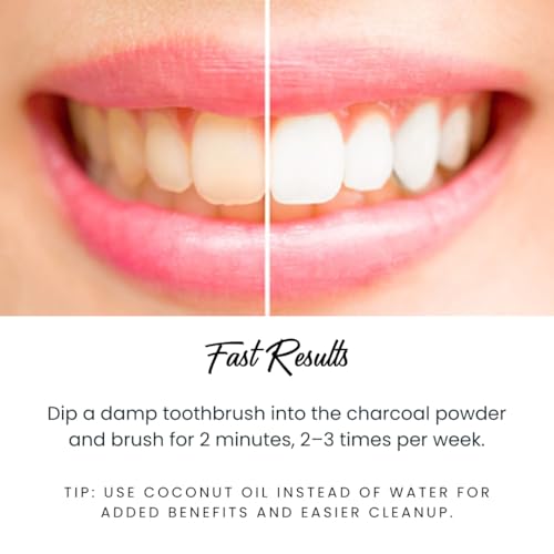 Glow Natural Teeth Whitening Kit – Activated Charcoal Tooth Powder + Bamboo Toothbrush | Fluoride Free, Non-Peroxide Oral Care | Made in USA - size: 1.41 Ounce (Pack of 2)