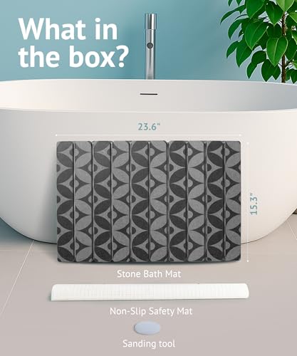 Large Stone Drying Mat for Kitchen Counter, 23.6" x 15.3" Quick Dry Foldable Diatomaceous Earth Dish Drying Mat, Stain-Hiding Design, Eco-Friendly Large Sink Mat for Dishes and Utensils