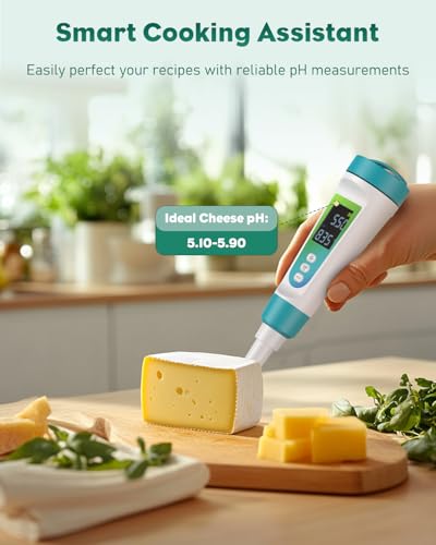 Pawfly Digital pH Meter for Food High Accuracy pH Tester for Sourdough and Bread, Food pH Meter for Fermentation pH Test Pen for Fermenting, Sausage, Canning, Meat, Cheese and Water