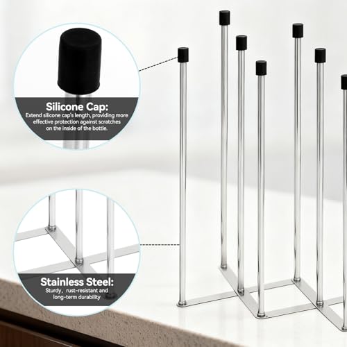 Foldable Baby Bottle Drying Rack – 8-Pole Collapsible Bottle Organizer, suitable for cups, silicone bags, and kitchen waste bags – Space-Saving Countertop Dryer for Home & Travel (Silver)