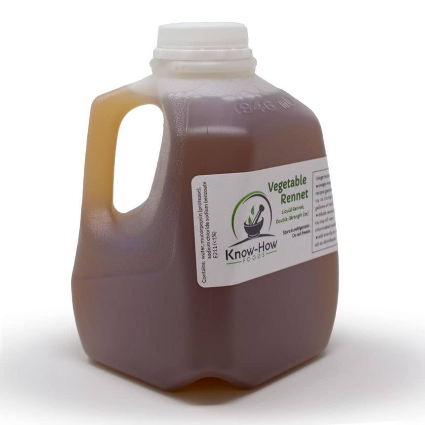 Liquid Vegetable Rennet for Coagulating Milk in Cheesemaking (2x, double strength) from Know-How Foods (1 qt. (32 fl. oz.)) - size: 1 qt. (32 fl. oz.)