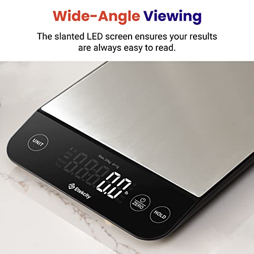 Etekcity 22lb Food Kitchen Scale, USB Rechargeable, IPX6 Waterproof | Digital scale with grams & ounces, 1g precision, 5 weight units, tare, ideal for baking, meal prep, Stainless Steel, Silver - color: Stainless Steel-Silver