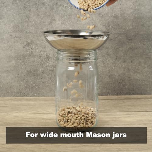 Serinar 5.7 Inch X 2.78 Inch Mouth Metal Canning Funnel for Wide Mouth Mason Jars - Stainless Steel Wide Mouth Funnel for Kitchen Filling(Wide-Mouth Funnel Without Filter)