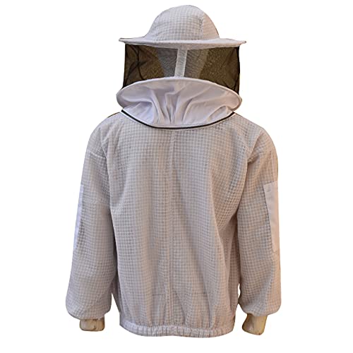 Clothes N Leather Gear Beekeeping Three Layer Mesh Ultra Ventilated Jacket Fully Protection Jacket with Round Veil Colors - size: 4X-Large