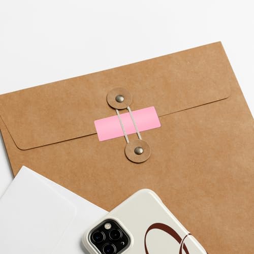Pink Rectangle Stickers 2 x 1 Inch Color Coding Labels Vinyl Roll Self-Adhesive Waterproof Removable 500 PCS - color: Pink