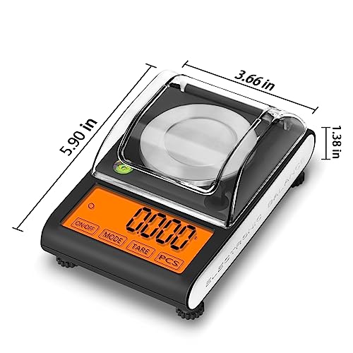 Fuzion Milligram Scale 50g/0.001g, Powder Scale with 9 Accessories | Includes Calibration Weights, Mg Scale for Powder, Supplement, Jewelry, Capsule Filling, Reloading - color: Black Orange