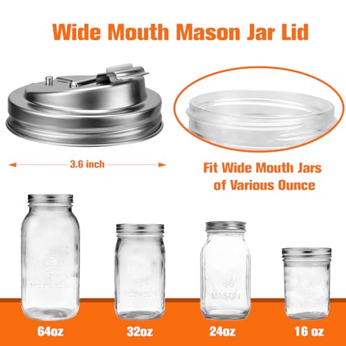 Palksky Mason Jar Drinking Lids,Stainless Steel Wide Mouth Mason Jar Sip Lid accessories,Anticracking Leak Proof Seal Flip Cap Cover Airtight Accessories for Drink,2Pack - style: Mason Jar Drinking Lids 2PCS