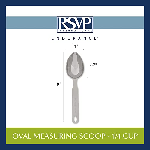 RSVP International Endurance Oval Measuring Scoop, 1/4 cup, Stainless Steel - size: Oval, 0.25-Cup