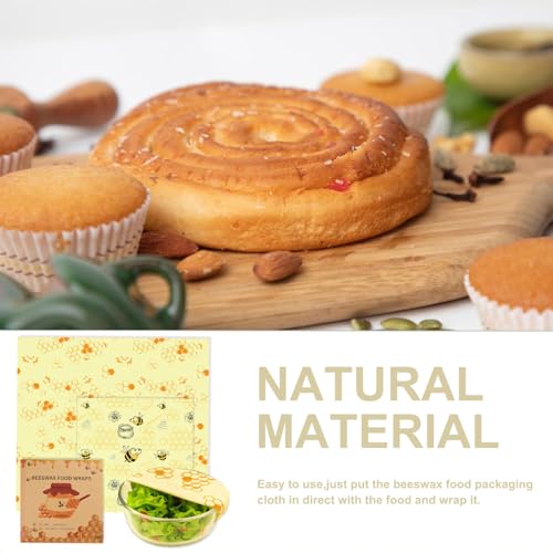 2 PCS Reusable Beeswax Wraps 14 x 13 Inch & 11 x 10 Inch Beeswax Sandwich Wraps for Food Eco-Friendly Sustainable Food Storage Wraps
