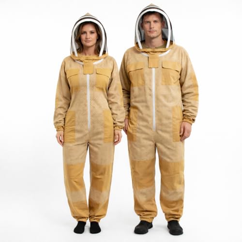 Beekeeping Suit with Veil & Gloves – Full Body Bee Suit for Men & Women, Professional Beekeeper Protective Clothing, Ventilated Sting Proof Beekeeping Gear (S) - size: S