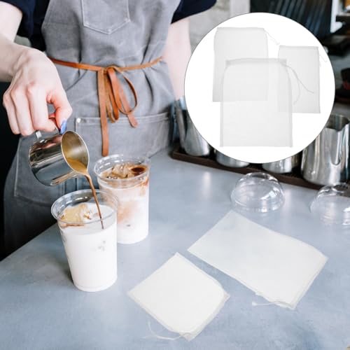 Mikinona 3 Pack Nut Milk Bags Reusable Fine Mesh Filter Bags with Drawstring for Juice Soy Milk Cold Brew Food Strainer 14.17X9.44 Inches