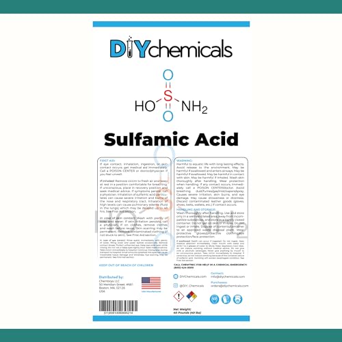 Sulfamic Acid - High Purity Technical Grade Compound for Industrial Cleaning, Descaling, and Manufacturing Use - 40 lbs