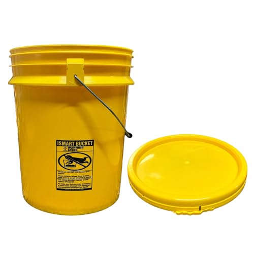 5-Gallon Yellow Bucket Pail Container with Lid | Metal Handles with Plastic Grip for Easy Carrying | Multi-Use | Easy Stack and Store | Heavy-Duty Extra Durable | Food Grade | BPA Free - 1 Pack