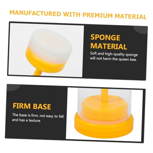 VANZACK 2 Sets Queen Mark Bottle Catcher Marker Clip Cage with Plunger Queen Marker Bottle Marking Kit Beekeeper Equipment Cage Plastic Beekeeping Bottles Sponge Major
