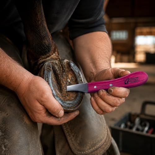 Loop Blade Hoof Knife, J2 420 Magnetic Stainless Steel, Right-Hand, Ergonomic Red Handle, Professional Farrier Trimming Tool