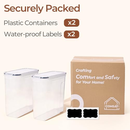 ComSaf 6.7Qt Cereal Storage Container Set of 2 - Ideal for Home Cooks Storing Cereal and Organized Families Organizing Bulk Food,Large Cereal Dispenser Keeps Pantry and Kitchen Countertop Neat - size: 6.7Qt-Rectangle