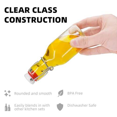 1Pc (4oz Round) clear Swing Top Brewing Bottles with Leak Proof Easy Caps, Glass Beer Bottle Flip Top Bottles For Kombucha, Kefir, Vanilla Extract, Beer (4oz Round) - size: 4 Ounces
